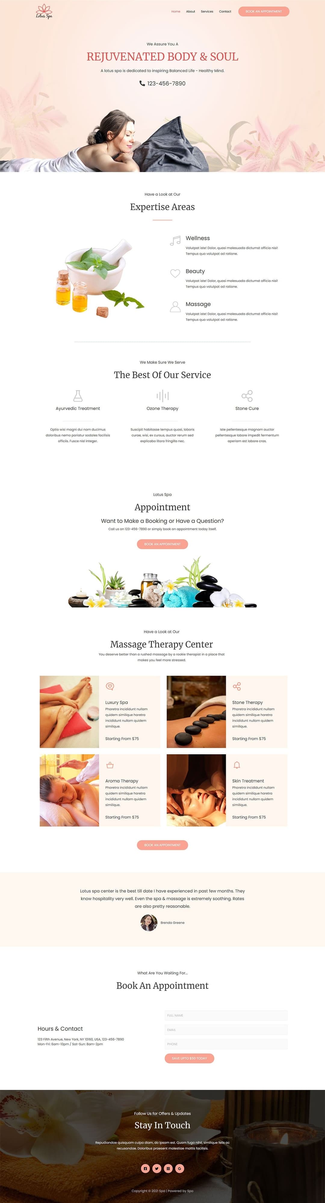 Lotus Spa mobile website design preview