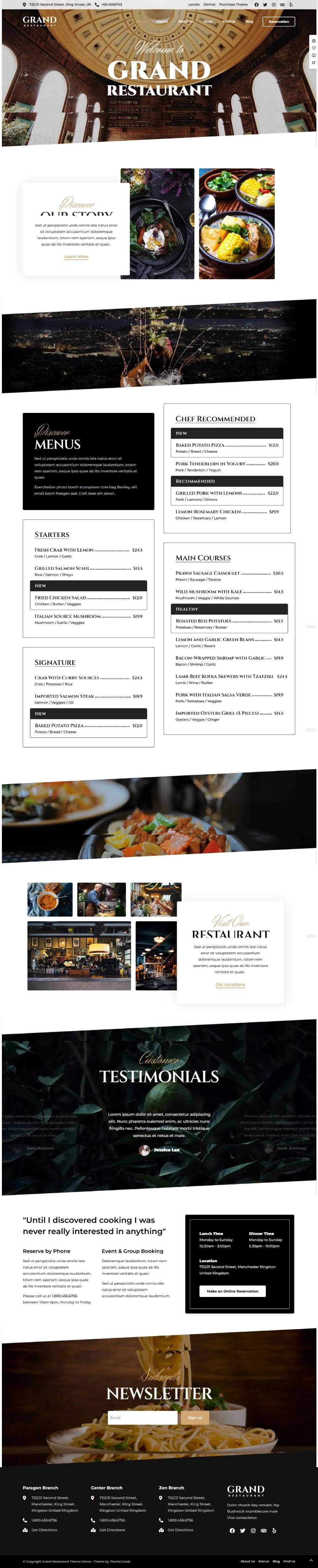 restaurant website design