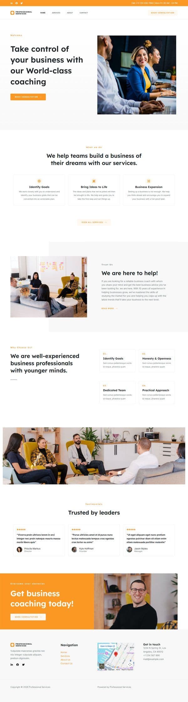 Professional Services full homepage website design preview