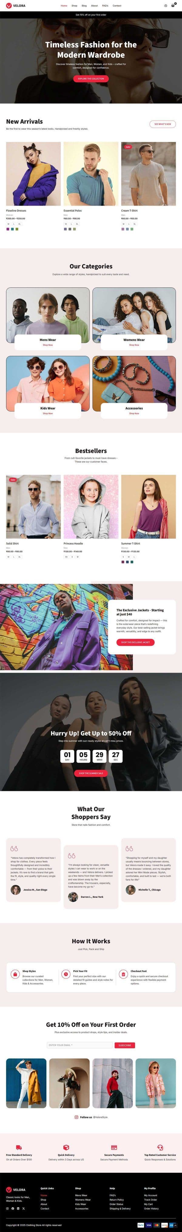 Clothing Store mobile website design preview
