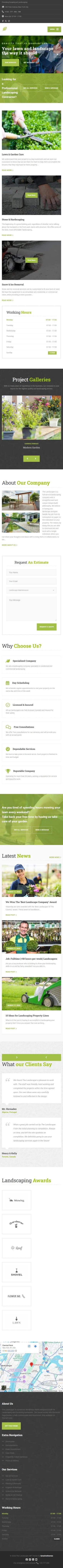 the landscraper website design template mobile preview