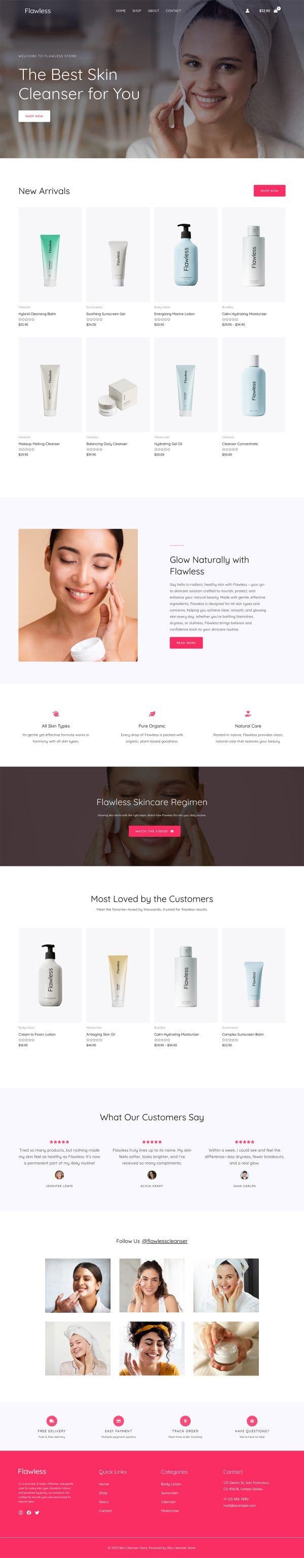Skin Cleanser Store desktop website design preview