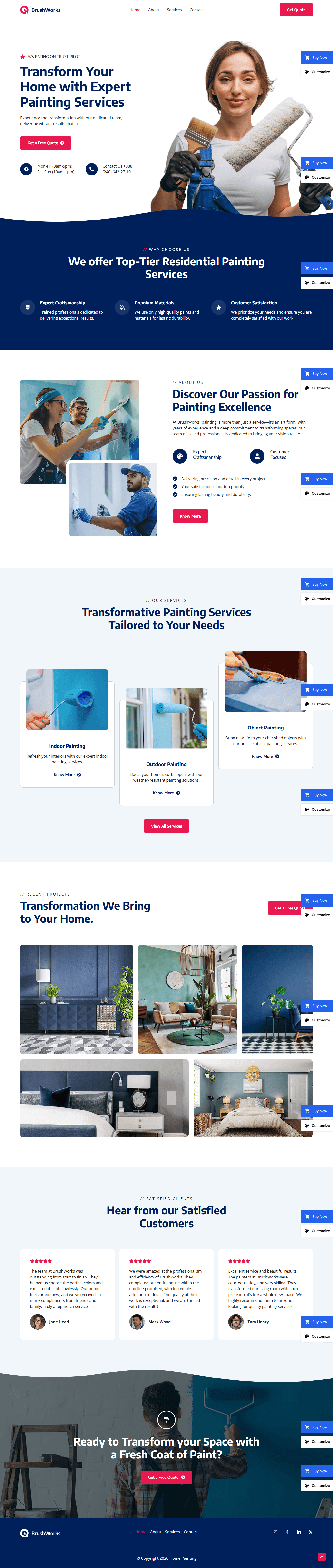 Home Painting desktop website design preview