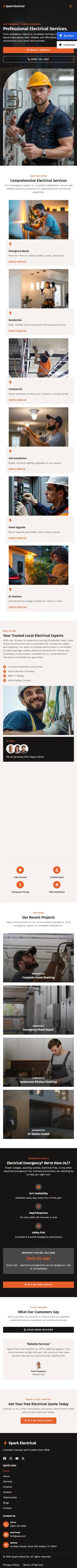 Electrical website design mobile preview