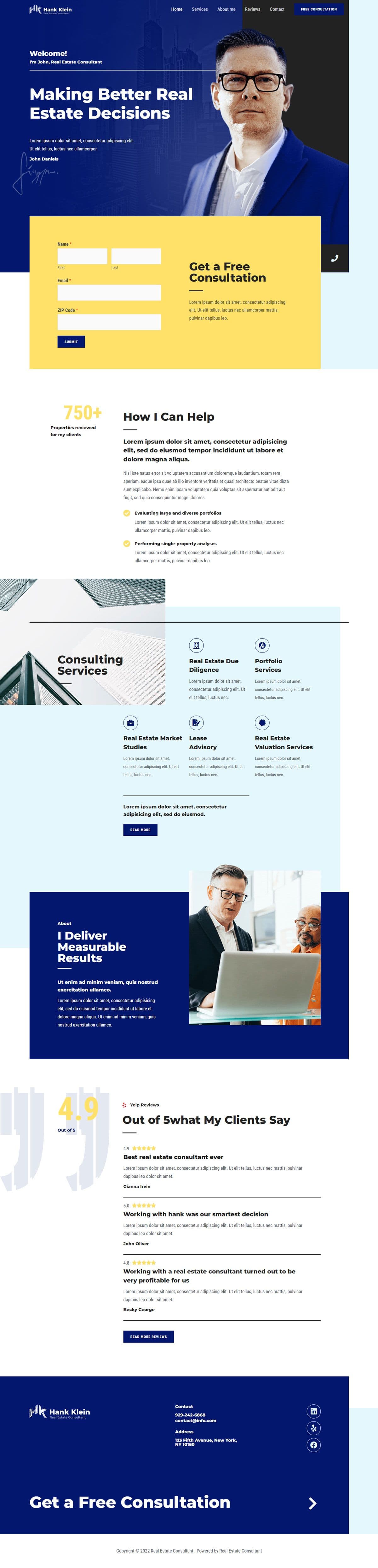 Real Estate Consultant full homepage website design preview