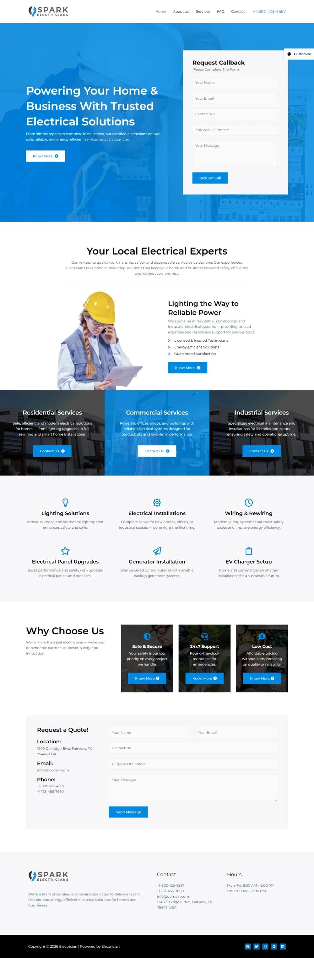 Spark Electrician Website Design Preview