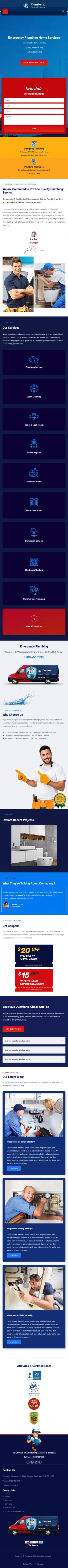 plumber website design responsive mobile view